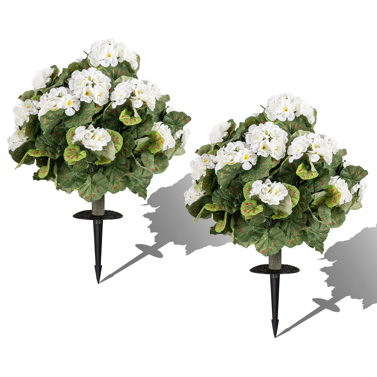 White Green Artificial Begonia Topiary Trees Silk Flowers 300 Leaves Outdoor Indoor Decorative Garden Plants With Metal Ground Spike